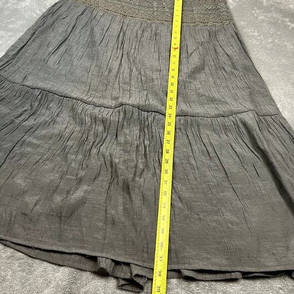J.Crew Tiered Maxi Skirt Womens L Gray Embroidered Lined Rayon Eyelet Lace-Trim - Picture 9 of 9